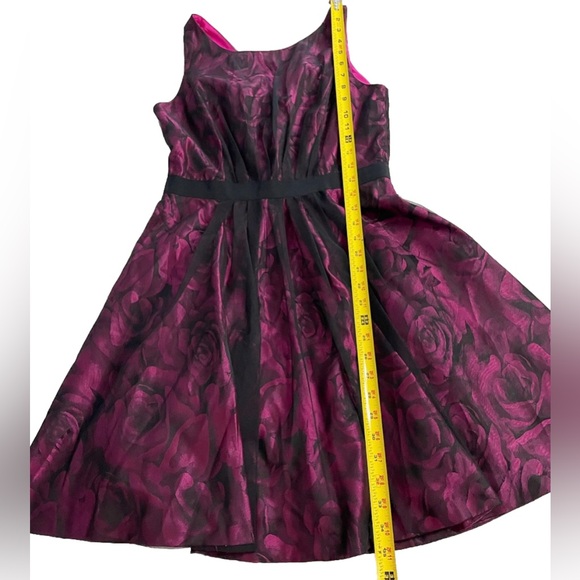 Jessica Simpson Floral Fit&Flare Dress Women 8 Sangria Black/Hot Pink Tulle EUC - Picture 6 of 9